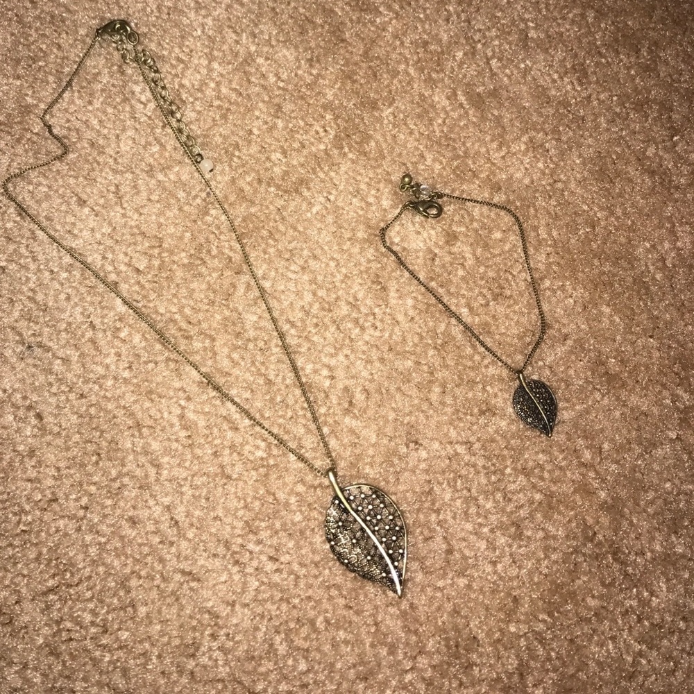 Leaf necklace&bracelet