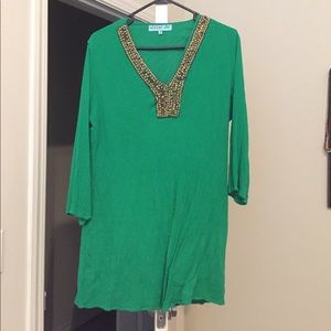 Emerald green shift dress