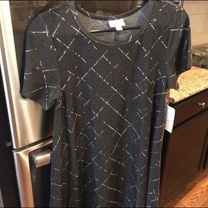 Lularoe XS Carly. Black with white design NWT