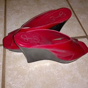 Jessica Simpson red Wedges