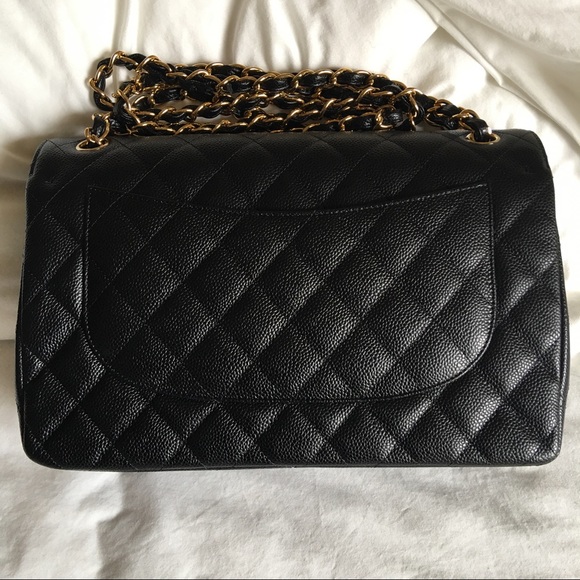 CHANEL Jumbo Iconic Caviar Handbag in Black & Gold - Picture 2 of 8