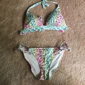 Victoria's Secret neon leopard swim suit set