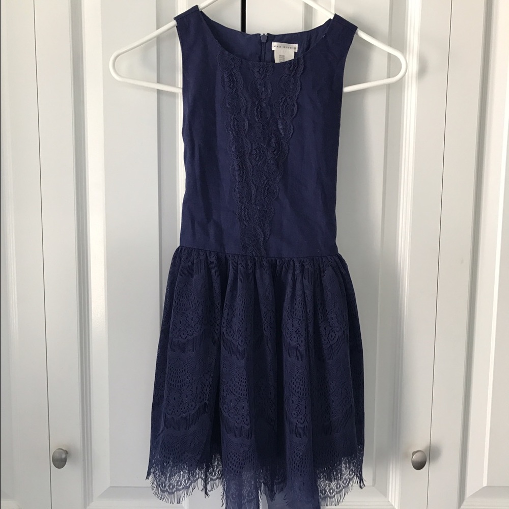 Sweetest little navy blue lace dress! Size 6x.