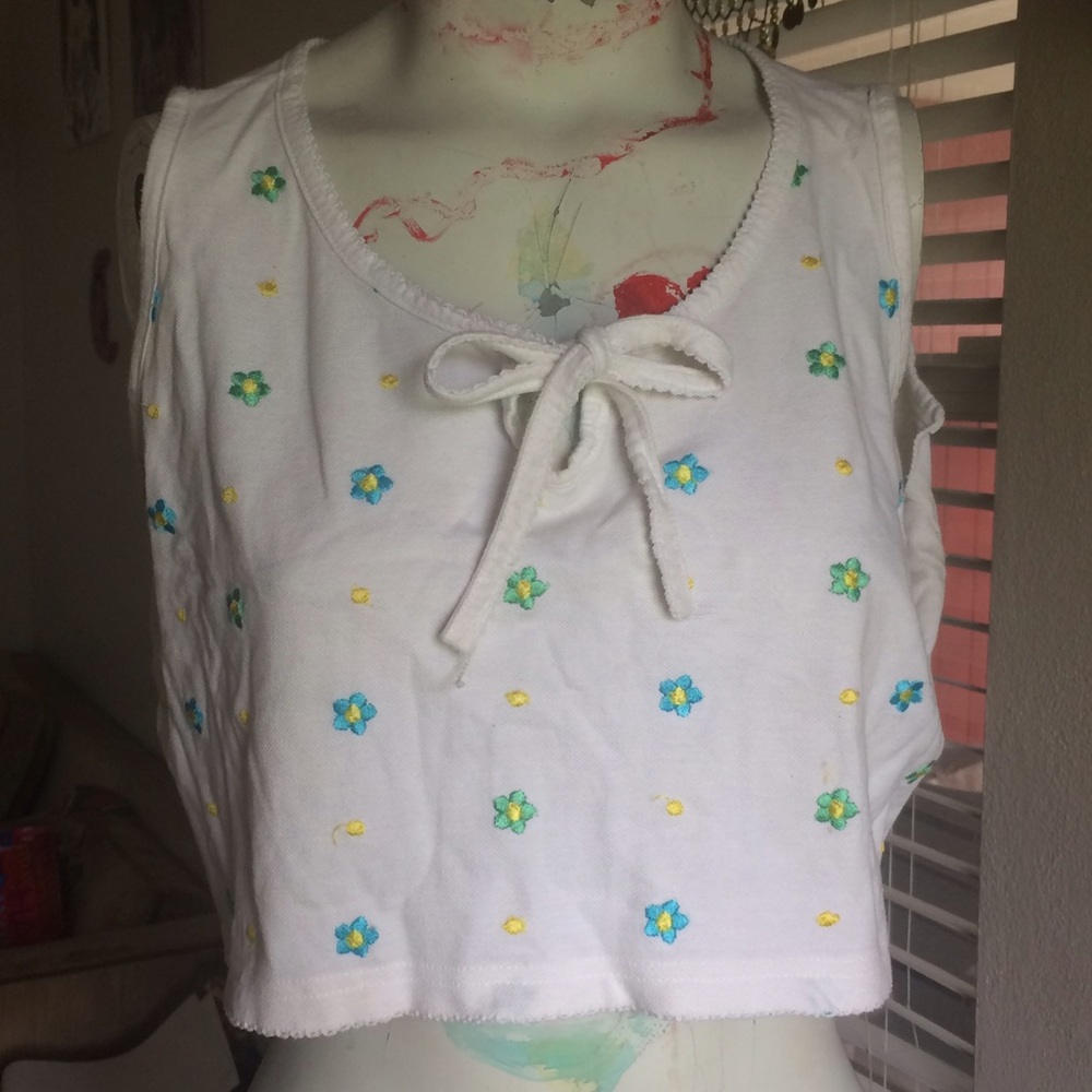 White & Floral Crop Top Tank