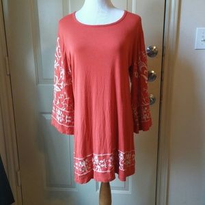 Tangerine Shift with Embroidered Detail