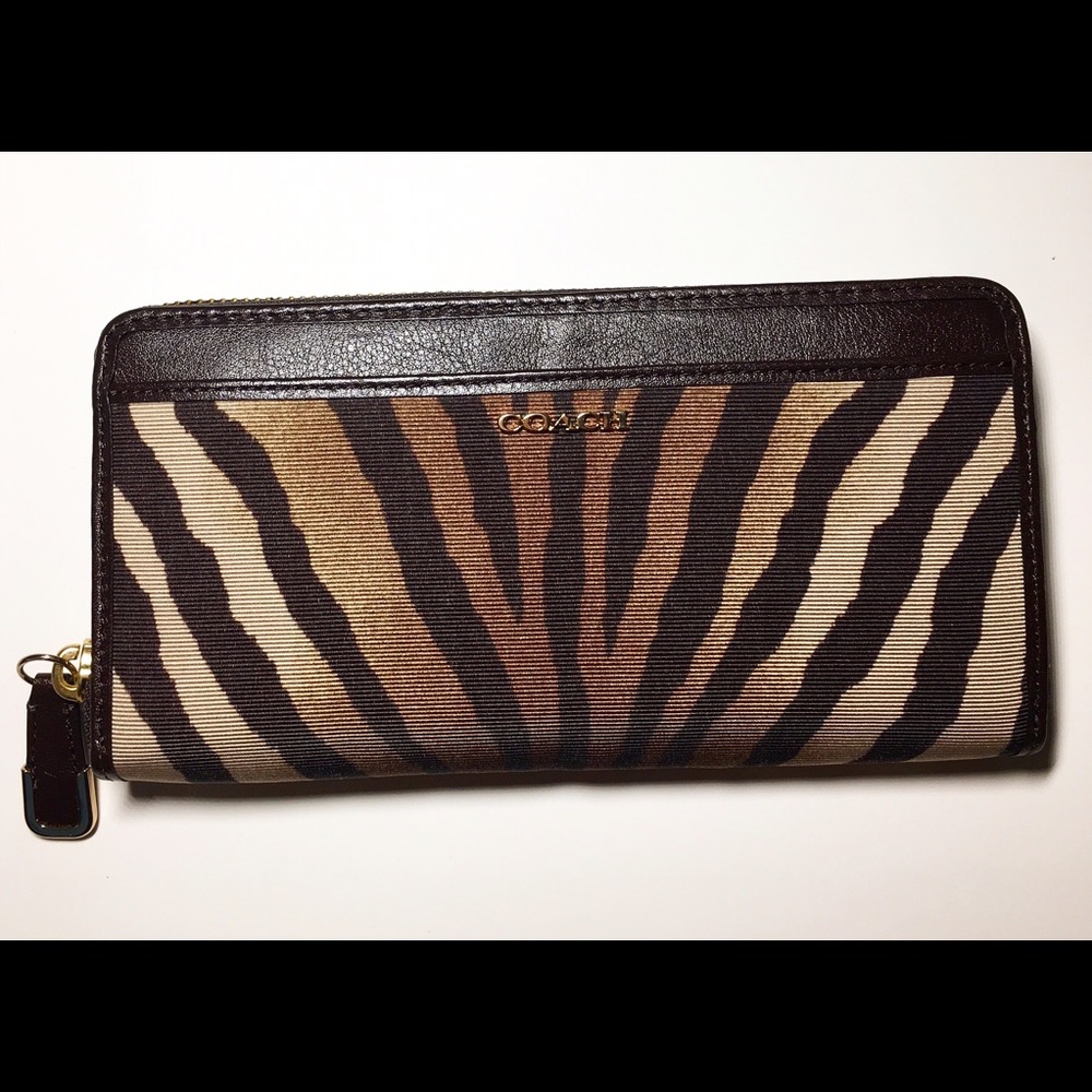 Coach Zebra Zip Around Wallet