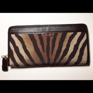 Coach Zebra Zip Around Wallet