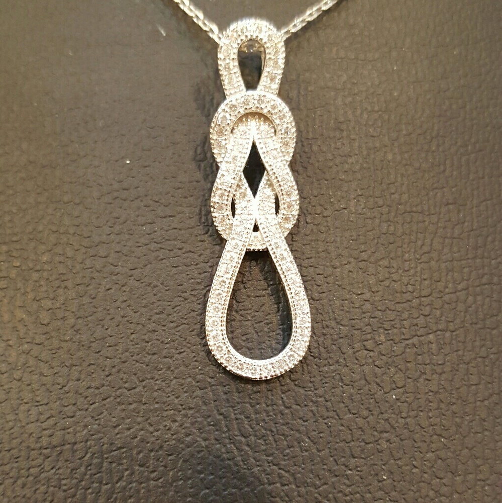 Sterling Silver CZ double knot set