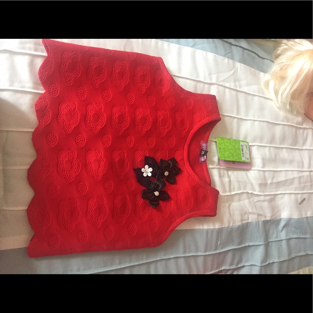 Kids red n black skirt set