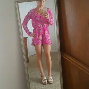 Pink floral romper