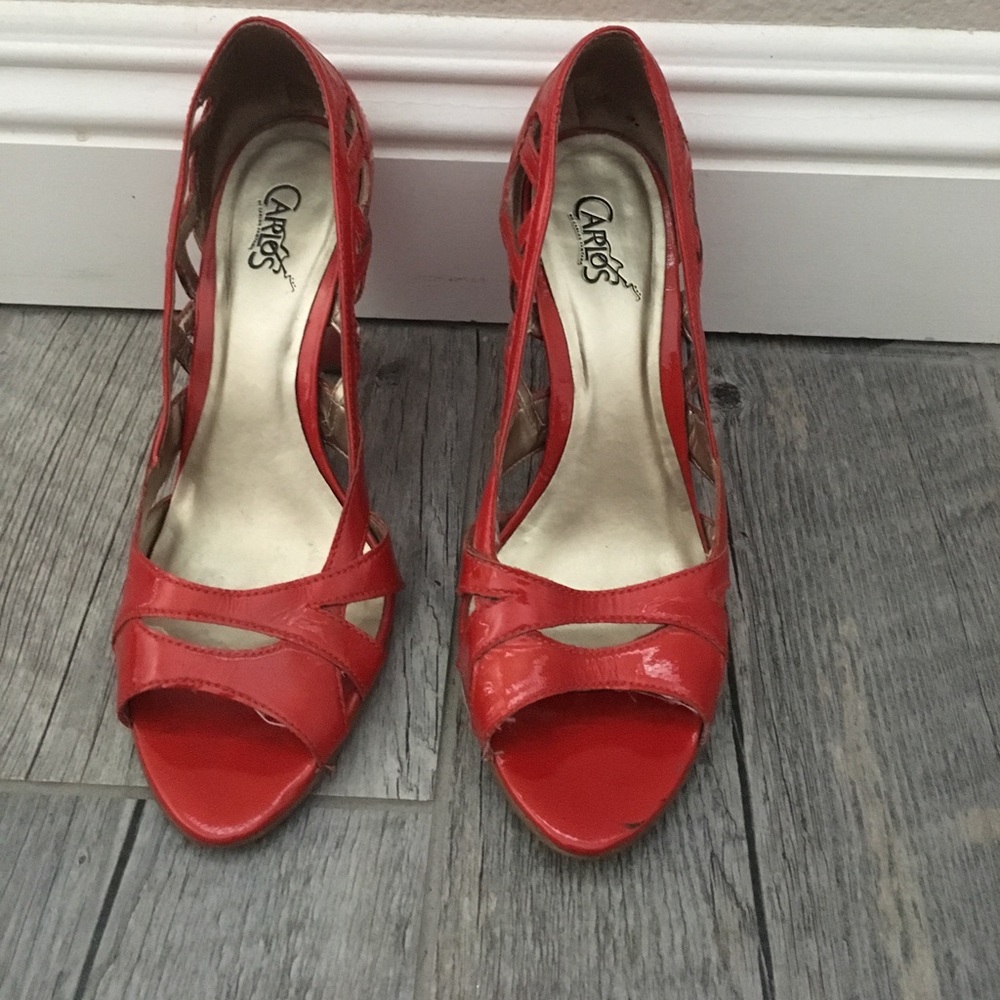 Orange Carlos Santana Wedge Heels