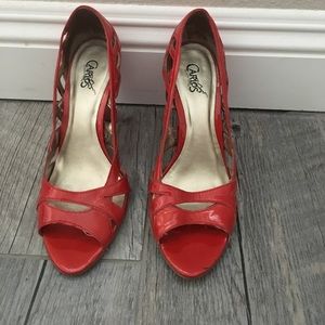 Orange Carlos Santana Wedge Heels