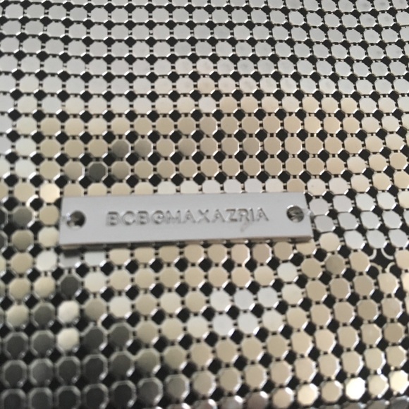 New BCBG $128 Mesh Silver Blue Clutch Purse - Picture 4 of 7