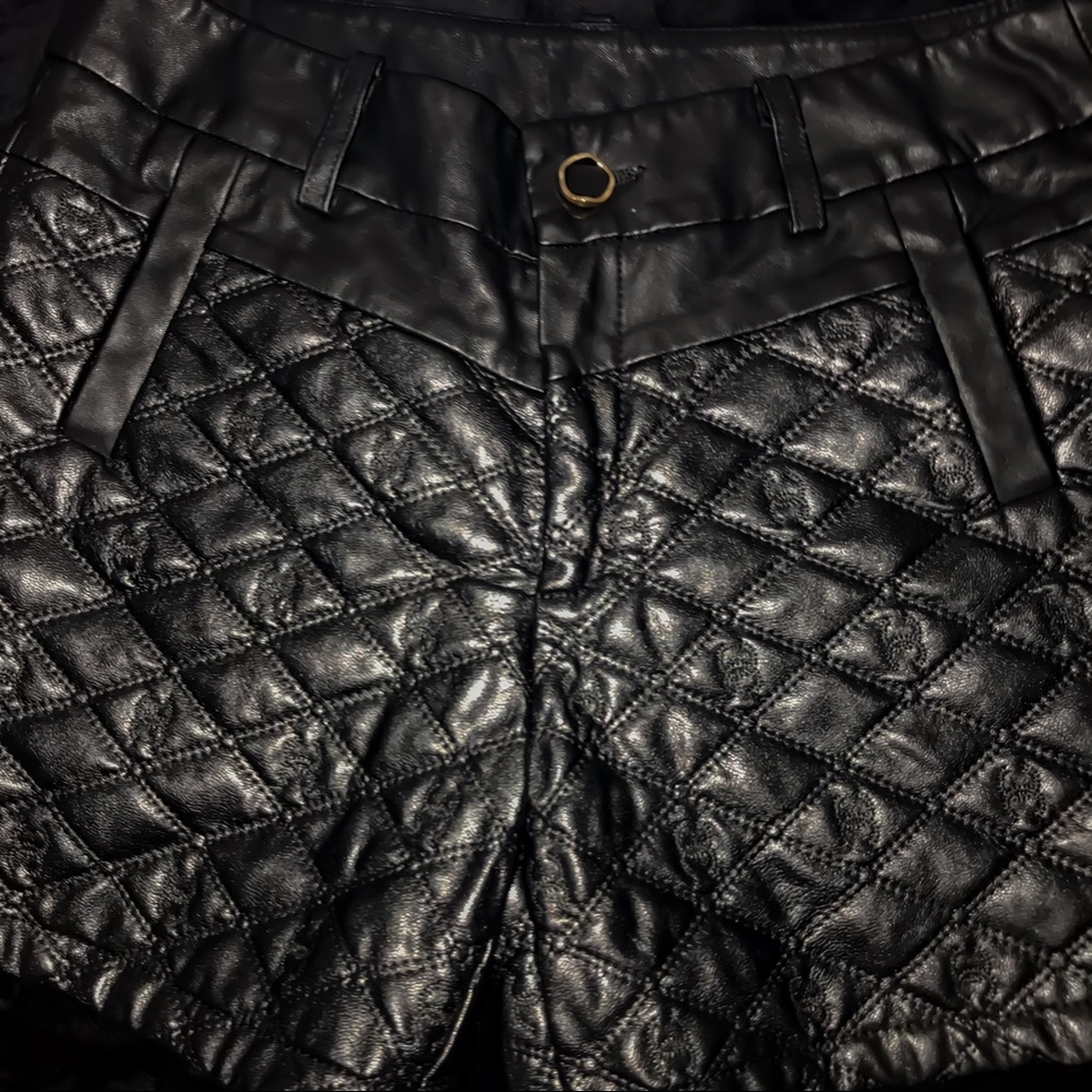 High waisted Chanel leather shorts