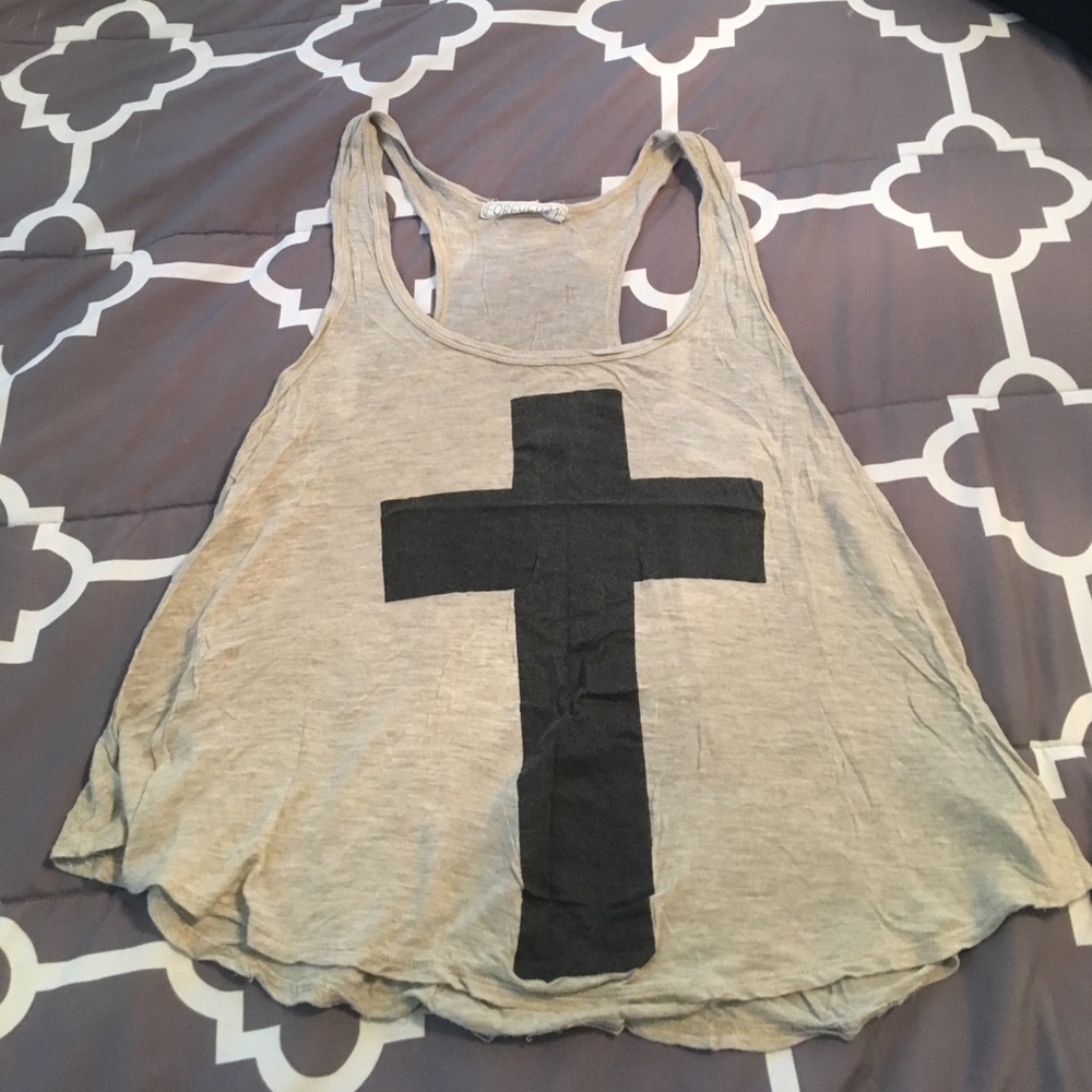 Tan Crop Top with Cross Forever 21