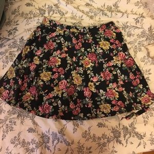 black floral mini skater skirt