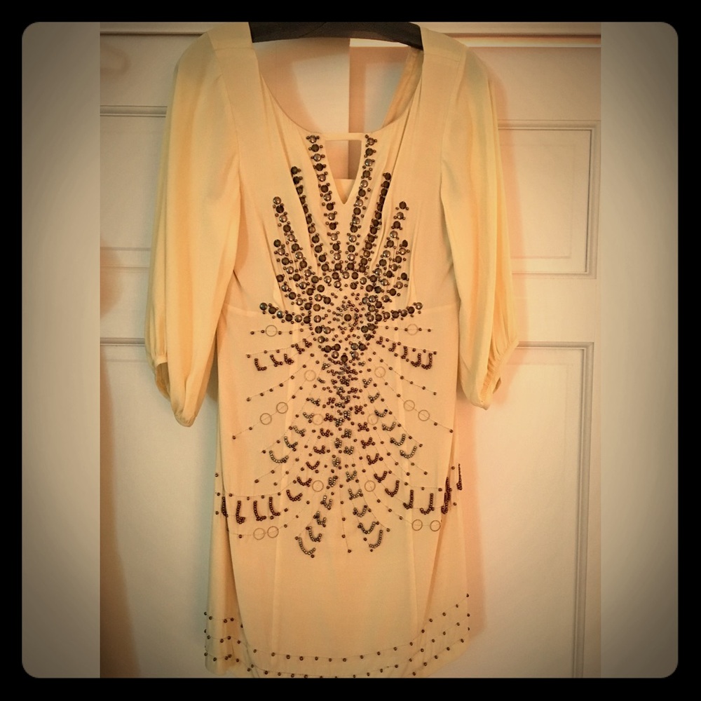 NWOT Silk beaded shift cocktail dress