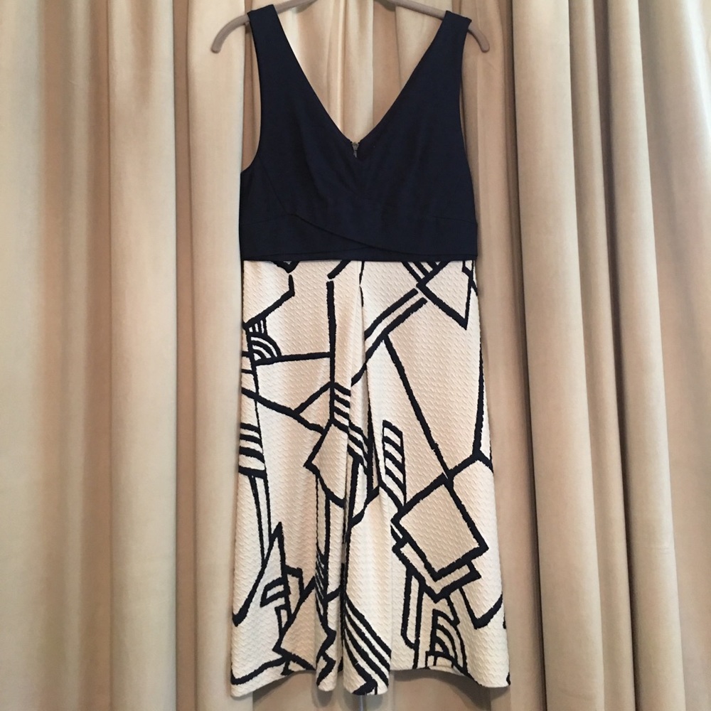 Anthropologie Navy Print Dress