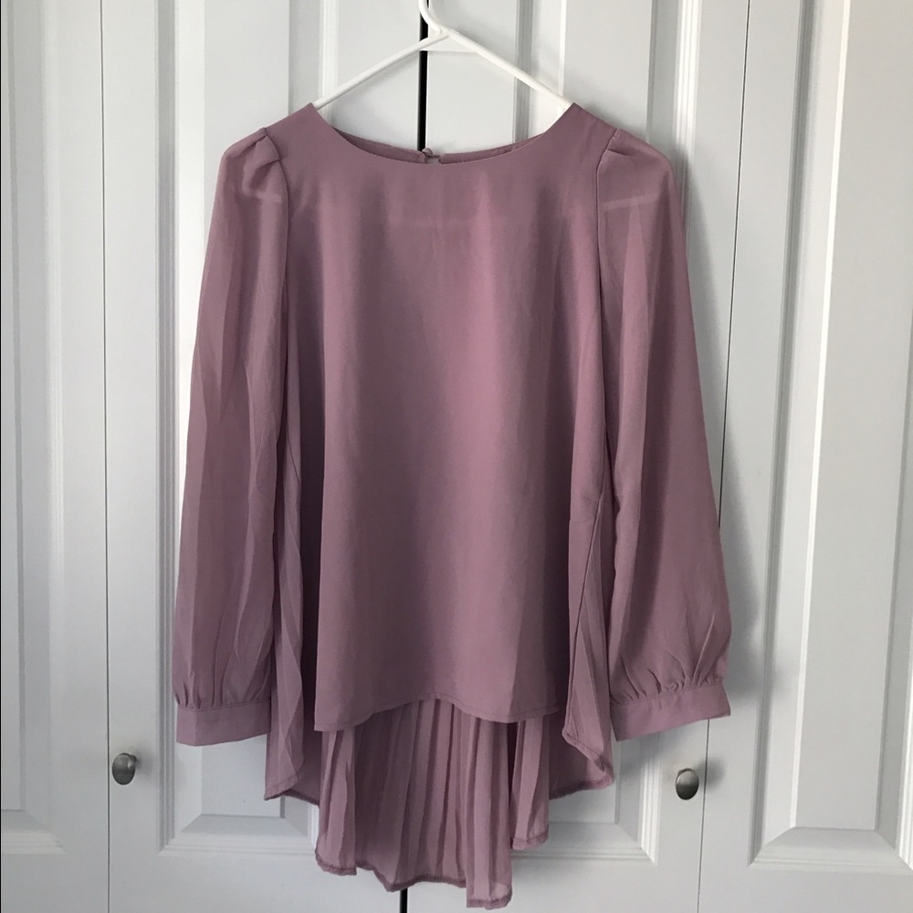 Purple (mauve) high low shirt with pleating