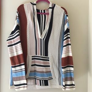 Tory Burch Cotton Bohemian Cream Striped Hoodie