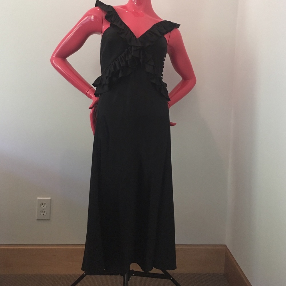 Alvin Valley Black Silk Midi Dress