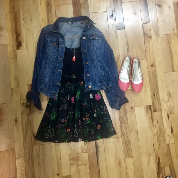 VS Pink Floral Skirt - Black Tank Dress size S - Picture 1 of 7