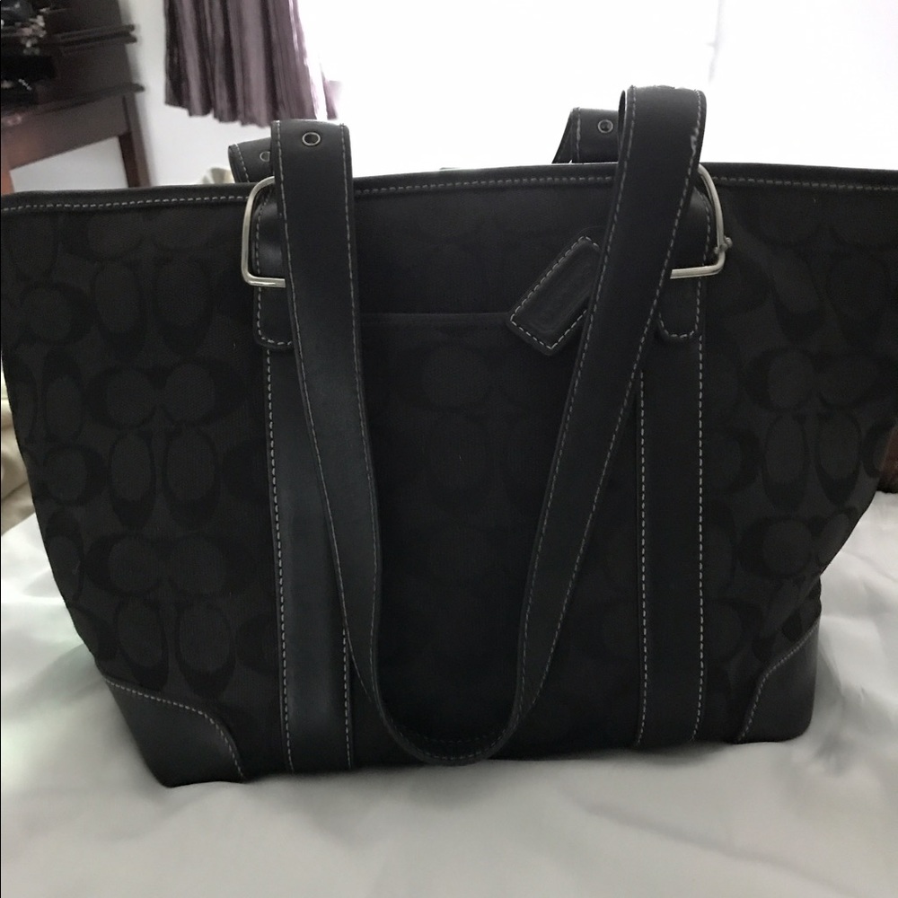 Coach black signature handbag