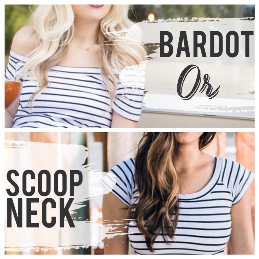 Striped Off the Shoulder or Scoop Neck Maternity