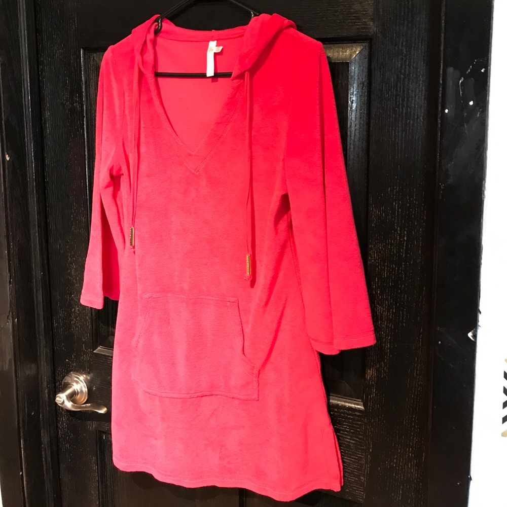 Seafolly Australia Red Hooded Dress Swim Cover Up