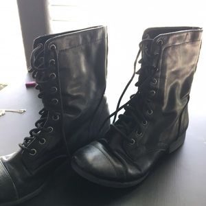 Black lace up combat boots