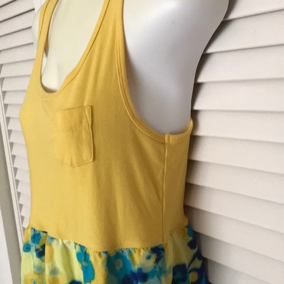 🌴GAP- M-YELLOW-TOP TANK-POCKET-TYEDYE SKIRT-SLIP - Picture 6 of 8
