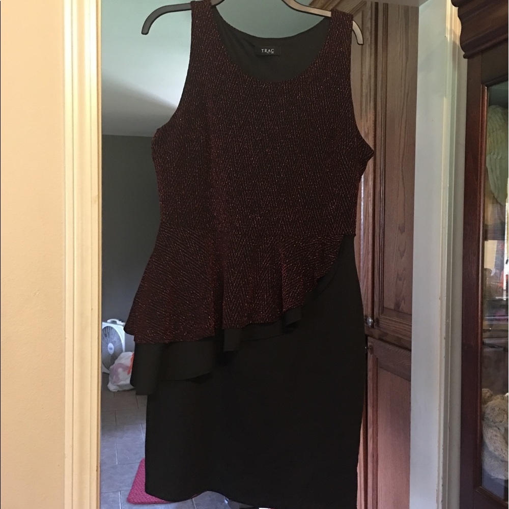 Red and black peplum dress