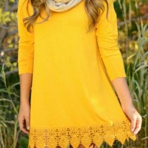 NWT Yellow Crochet Lace Hem Dress