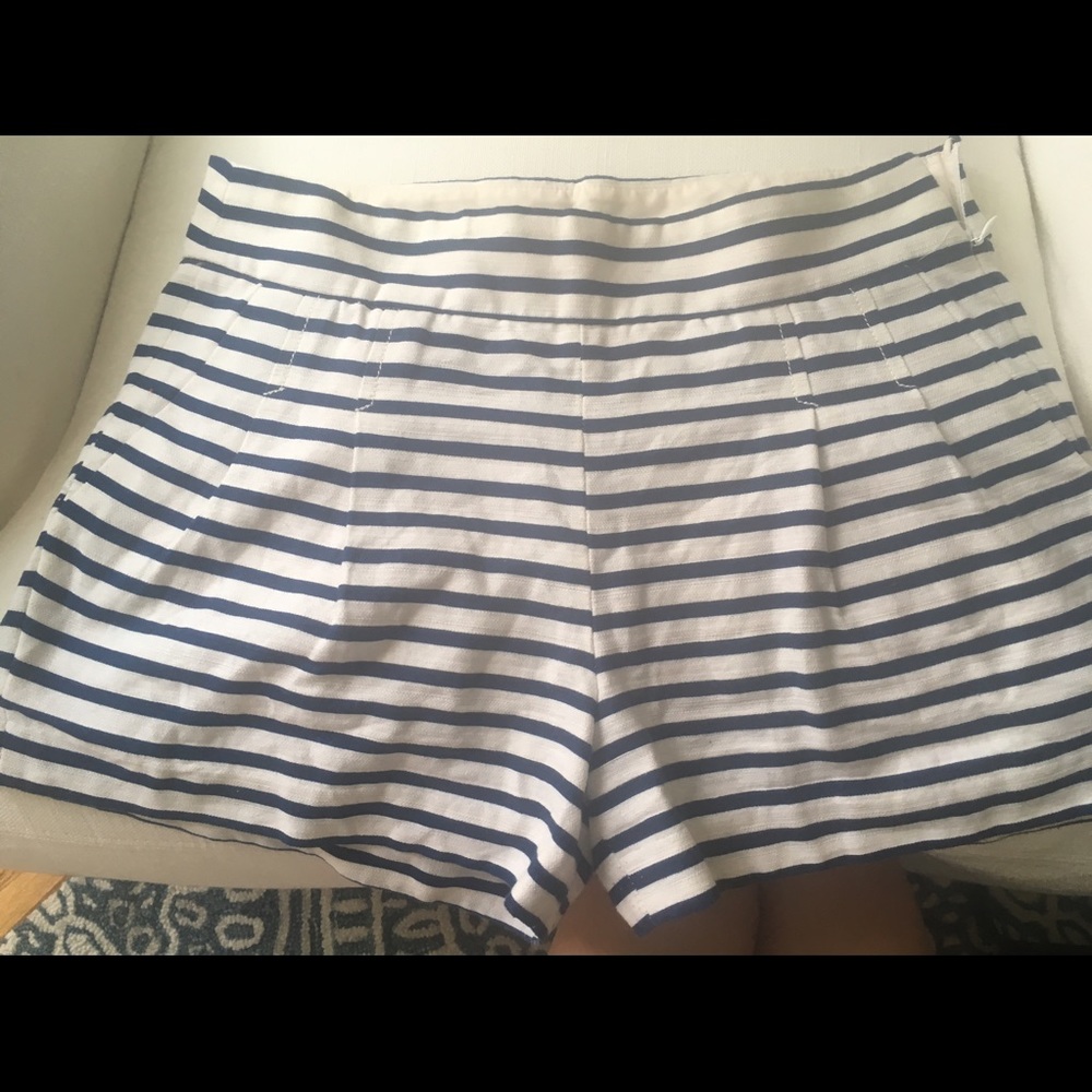 Jcrew white shorts with navy stripes