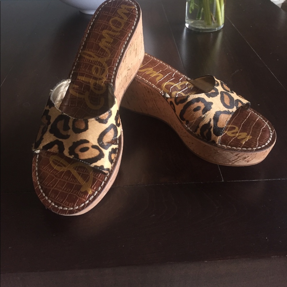 Brand new Sam Edelman Red Calf hair wedge sandals