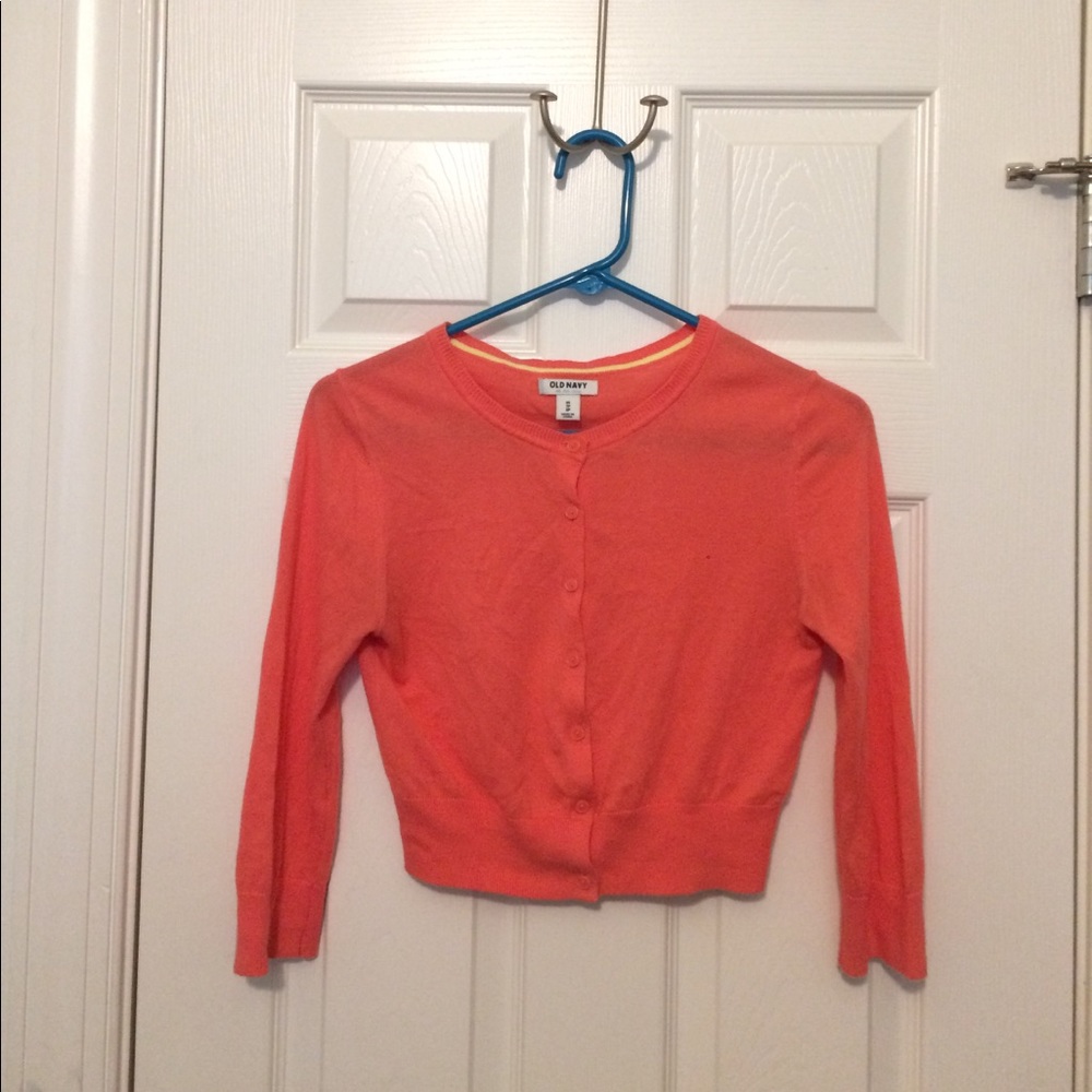 Old Navy cool cropped coral cardigan 