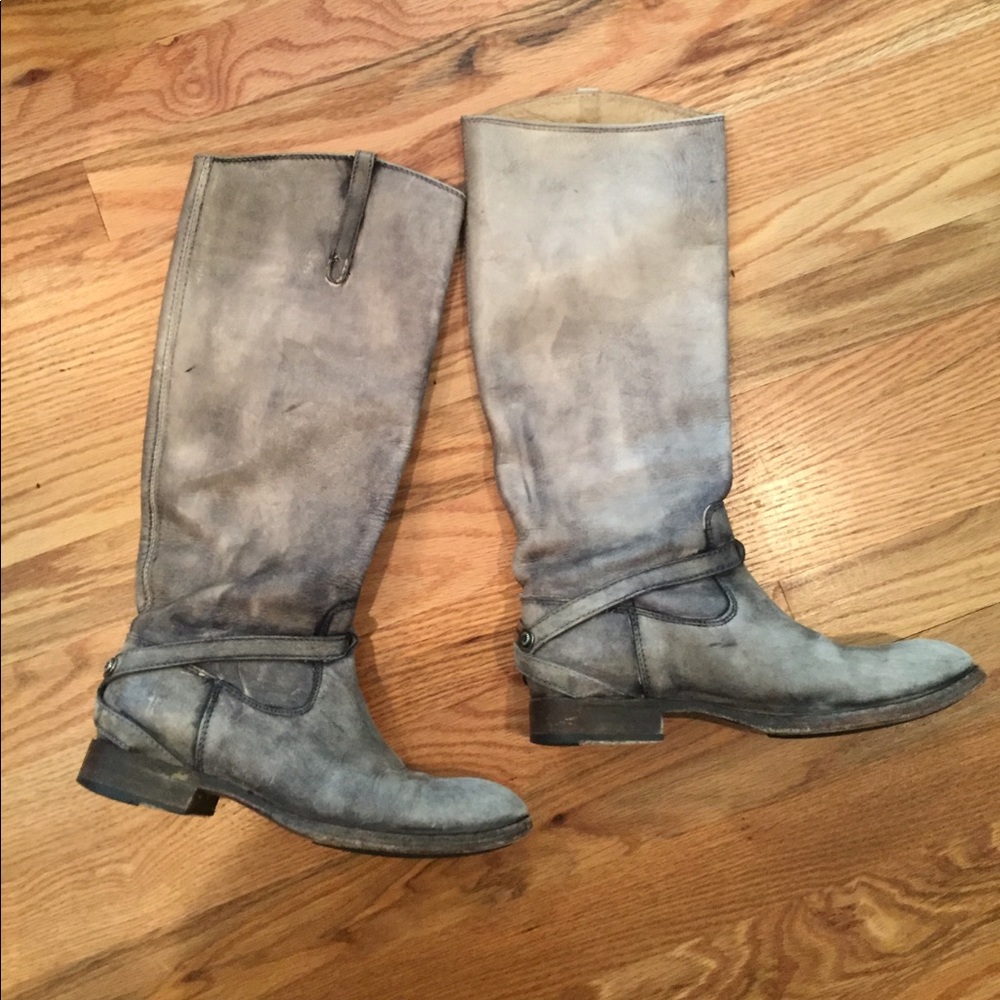 FRYE Lindsay plate gray antiqued boots 6