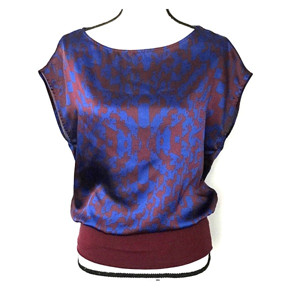 Express Tops - Express Blue & Maroon Dolman Sleeve Blouse XS