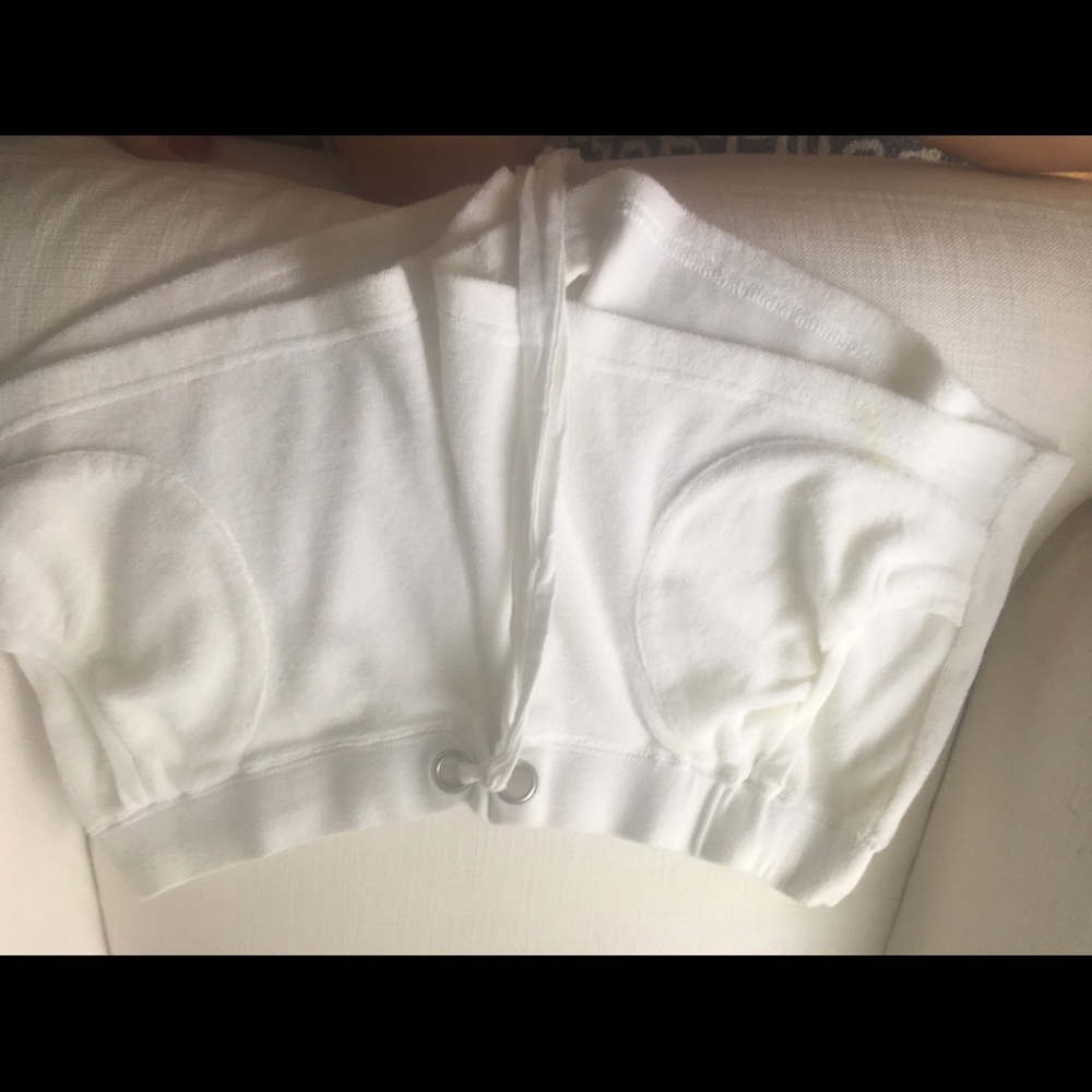 White terry cloth beach shorts