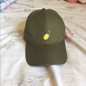 Green dad cap w/ embroidered pineapple