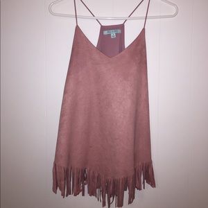 Pink Suede Fringe Tank Top 💓