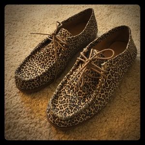 Lucky Brand leopard suede loafers