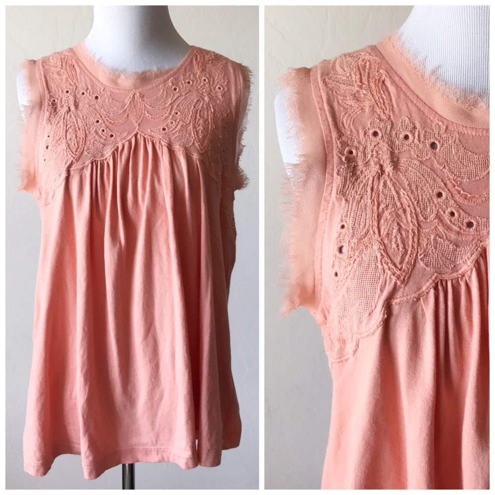 Anthropologie Meadow Rue Peach Crochet Tank