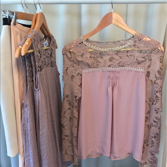 Beautiful Lavender Lace Sleeve Blouse - Picture 2 of 4