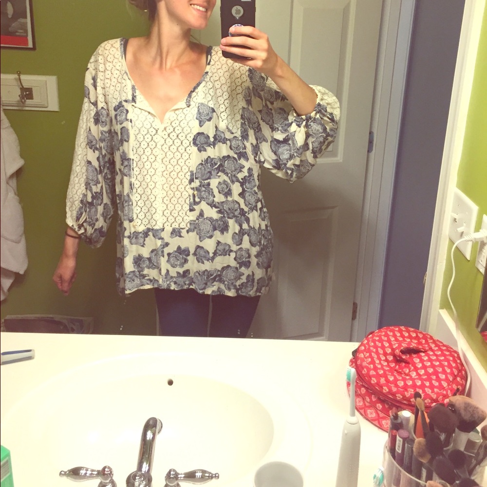 Free People Flower Blouse