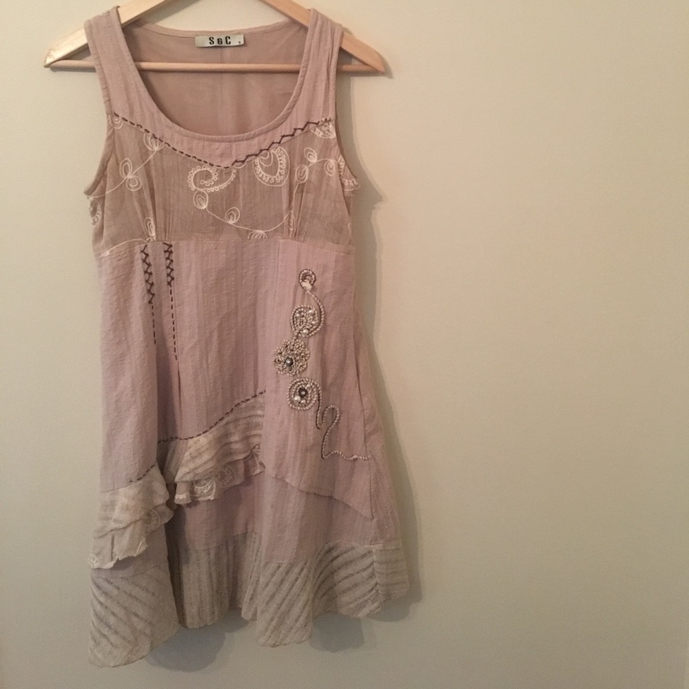Taupe embroidered dress
