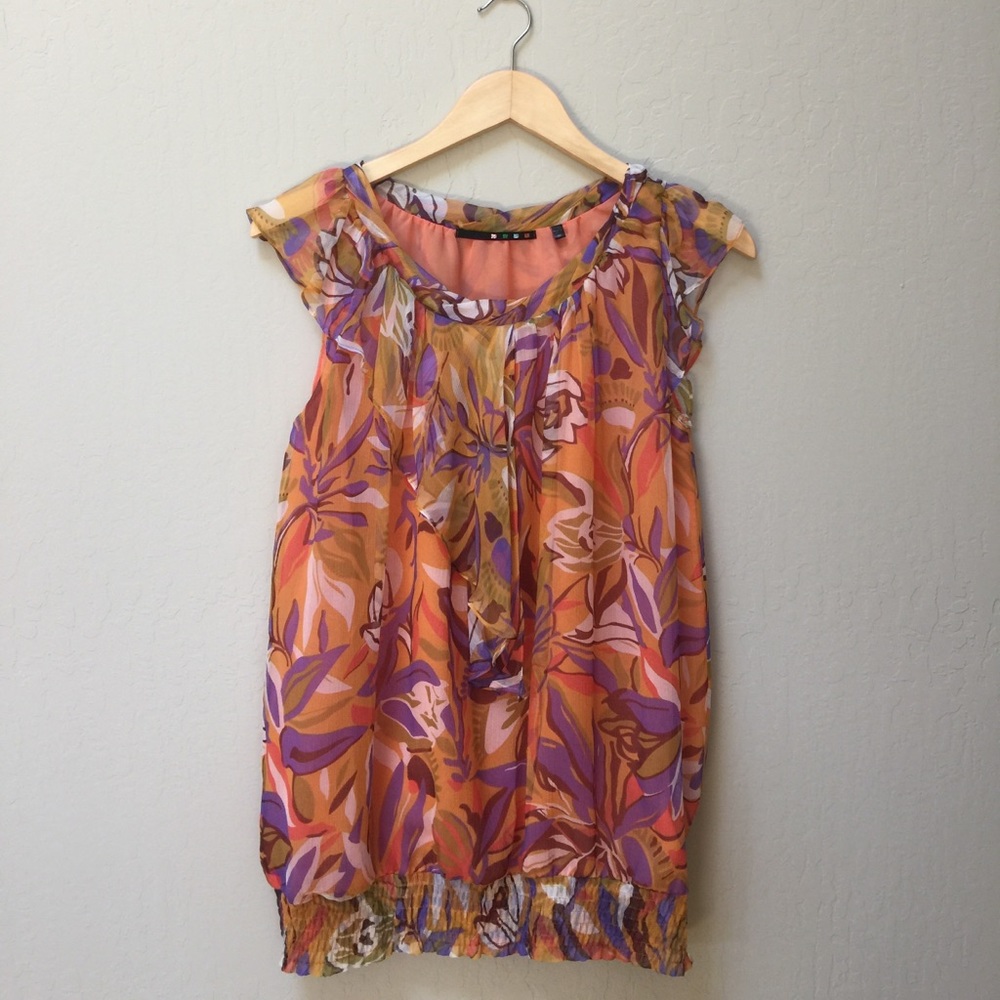 Silk tropical print blouse