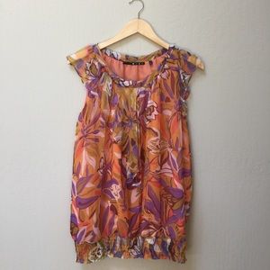 Silk tropical print blouse