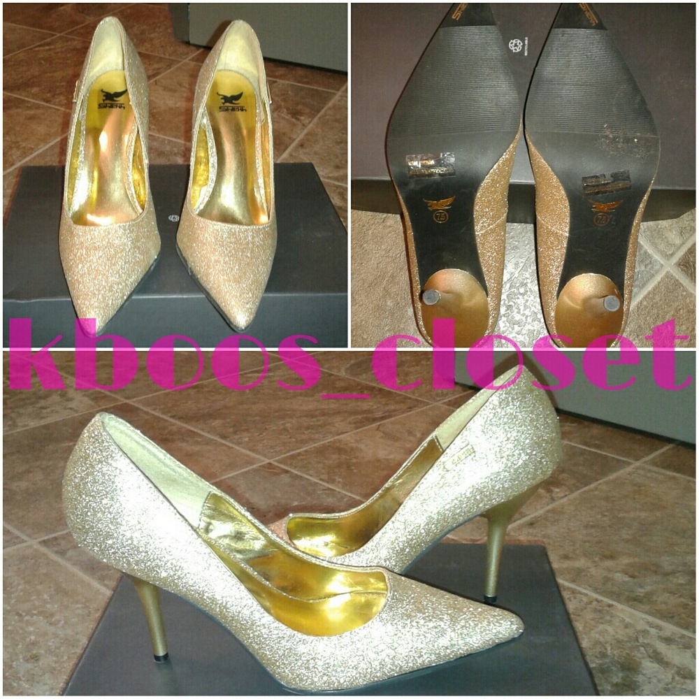 Gold glitter heels!