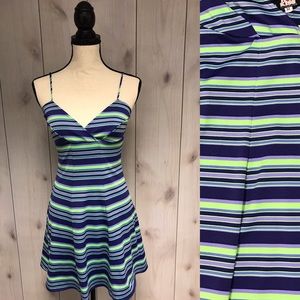 Vintage 90s Purple Neon Green Mini Sun Dress